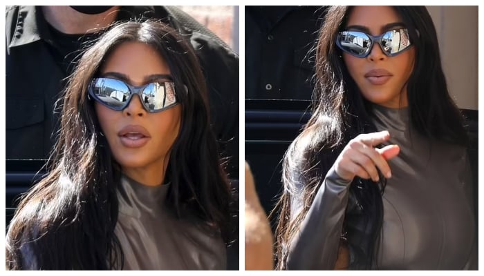 Kim Kardashian drops jaws in gray bodysuit :See