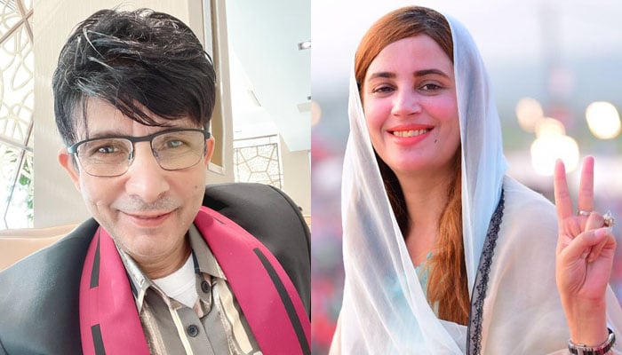 Indian actor Kamal Rashid Khan (L) and Zartaj Gul. Photo— Twitter