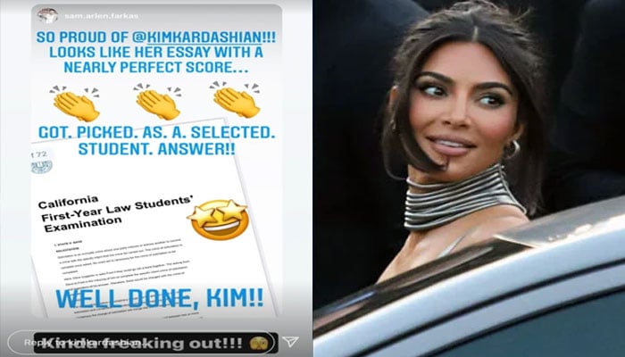 Kim Kardashian screams in happiness as her bar essay becomes model answer