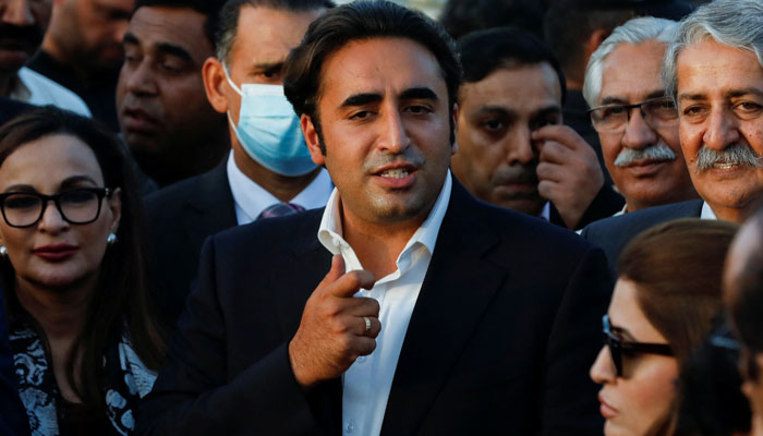 PPP Chairman Bilawal Bhutto-Zardari addressing a press conference along with his party members. — File/Reuters