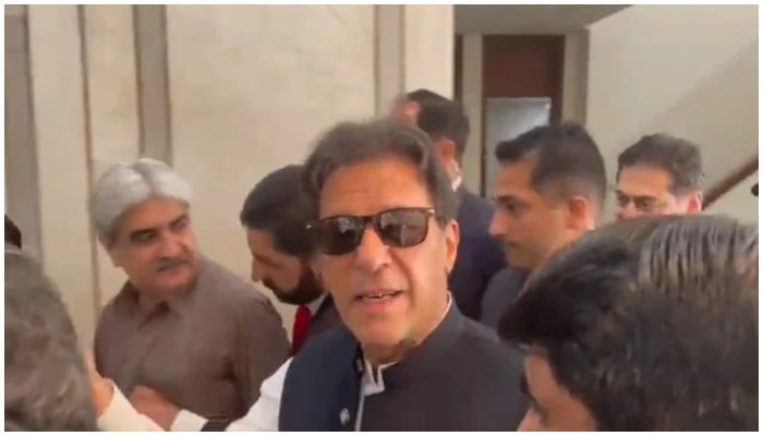 Imran Khan first visit to the parliament building after the dismissal of the prime minister