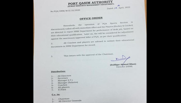 Ex-PM Imran Khans policy forces Port Qasim Authority to shut down its sports department