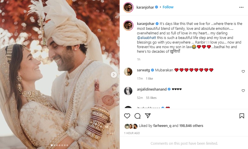 Alia Bhatt, Ranbir Kapoor tied the knot, Kareena, Karan Johar congratulate newlyweds