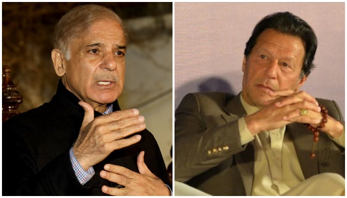 Prime Minister Shehbaz Sharif (L) and PTI Chairman Imran Khan. (R)