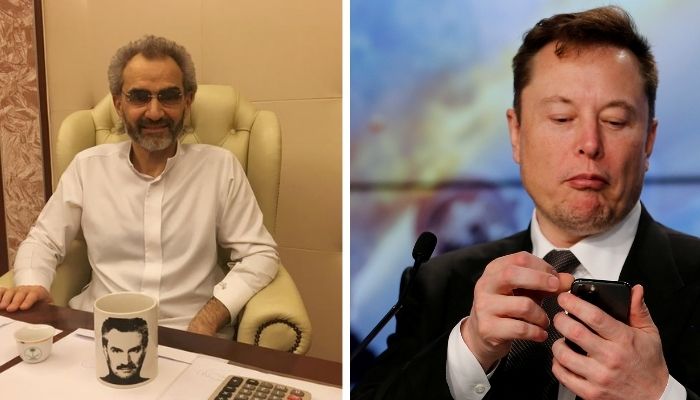 Saudi Prince Al Waleed Bin Talal (Left) and Tesla CEO Elon Musk (right). — Reuters