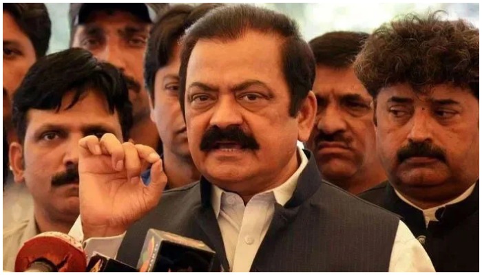 PML-N leader Rana Sanaullah speaking during a press conference. — Twitter/File