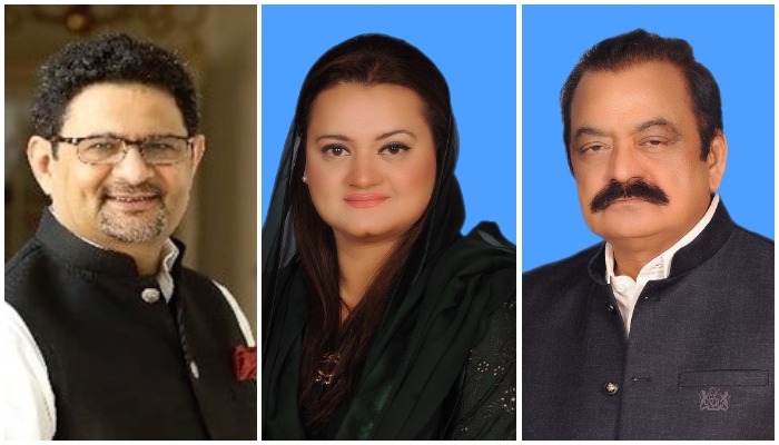 (L-R) Finance Minister Miftah Ismail, Information Minister Marriyum Aurangzeb and Interior Minister Rana Sanaullah. — NA of Pakistan website/Twitter