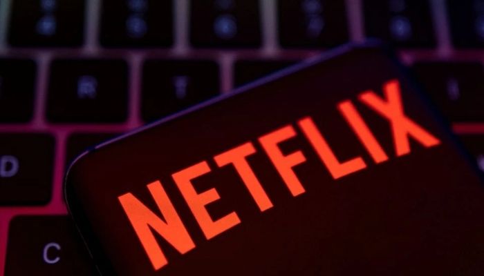 Smartphone with Netflix logo is placed on a keyboard in this illustration taken April 19, 2022. Reuters