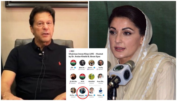 A screengrab of Imran Khans live session (L) and PML-N Vice President Maryam Nawaz. — Twitter