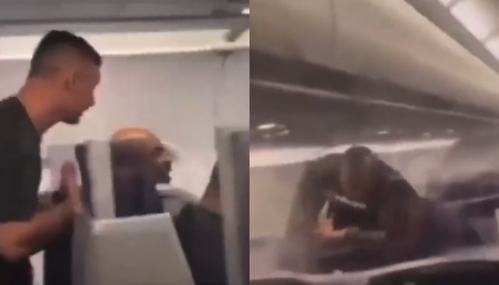 The picture is taken from a video that shows a man (L) trying to talk to Mike Tyson. — Screengrab/Twitter