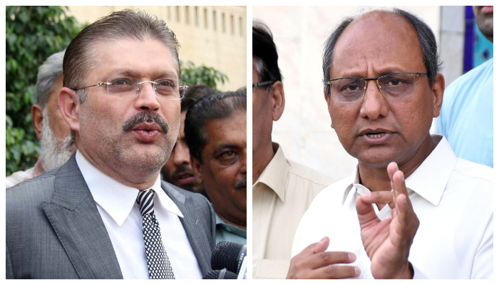 Information Minister Sharjeel Memon (left) and Saeed Ghani. — PPI/Online/File