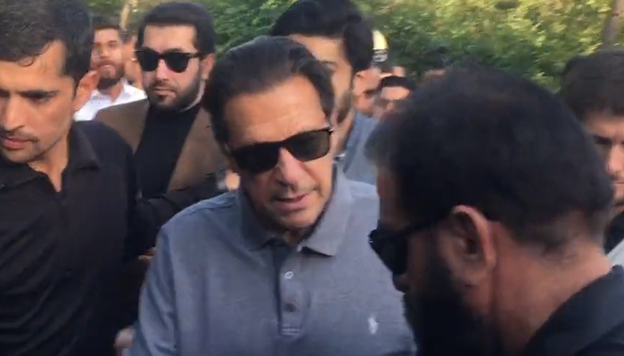 Ex-prime minister Imran Khan can be seen at his Bani Gala residence in Islamabad, on April 23, 2022. — Twitter/SheerazShah3