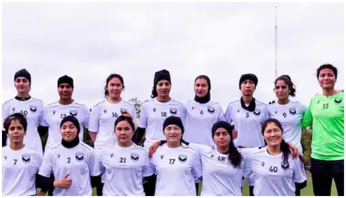Afghan womens football team poses for a picture. — Twitter.