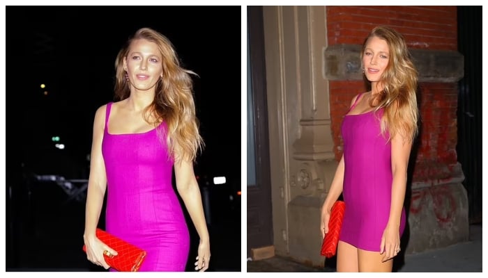 Blake Lively sets hearts racing as she steps out in purple minidress