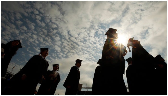 The picture shows silhouettes of graduating students. — Reuters/File