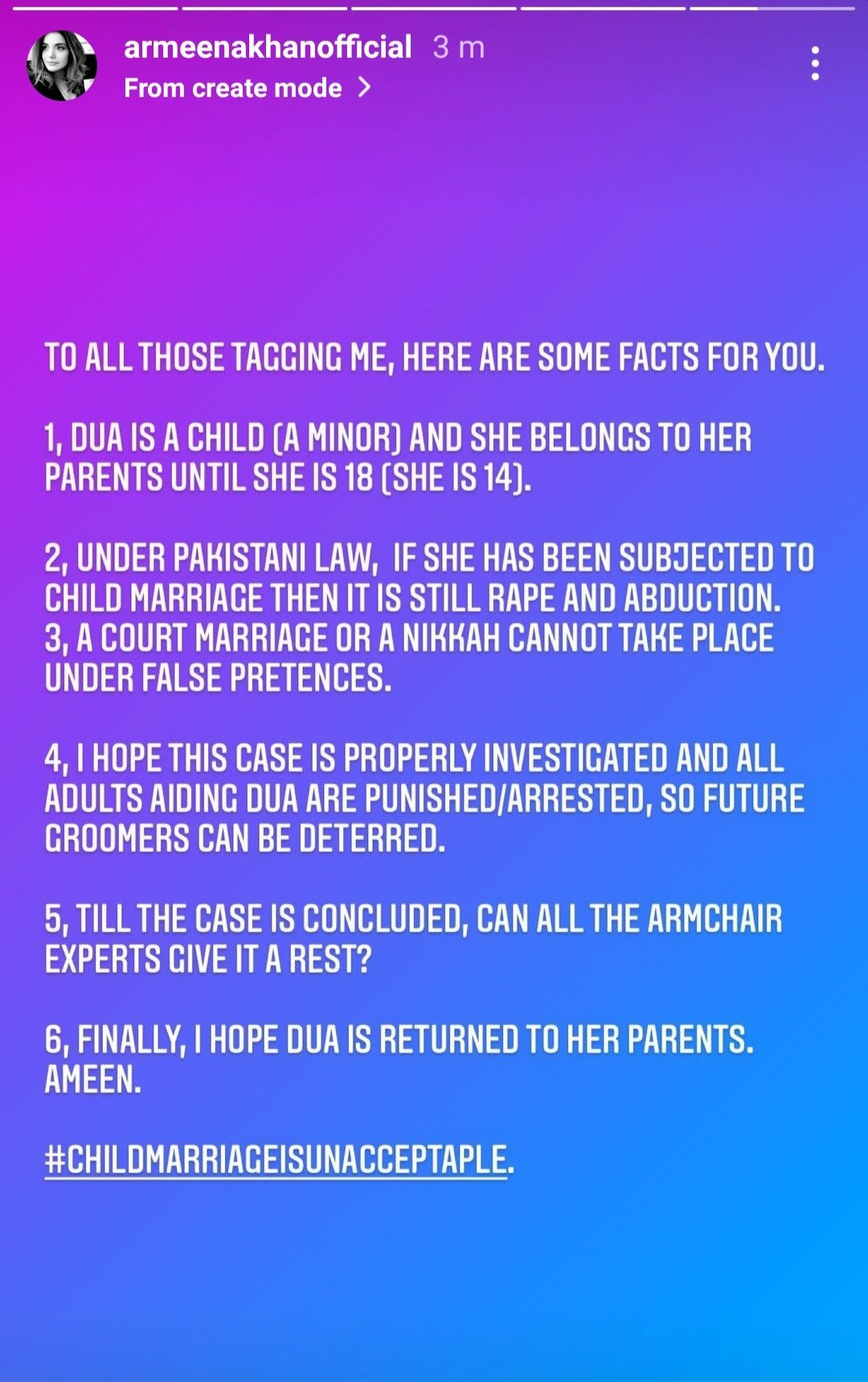 Sajal Aly, Armeena Khan and others weigh in on netizens’ reaction to Dua Zehra’s case