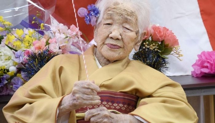 Kane Tanaka, born in 1903, smiles as a nursing home celebrates three days after her 117th birthday in Fukuoka, Japan, in this photo taken by Kyodo January 5, 2020.—Reuters
