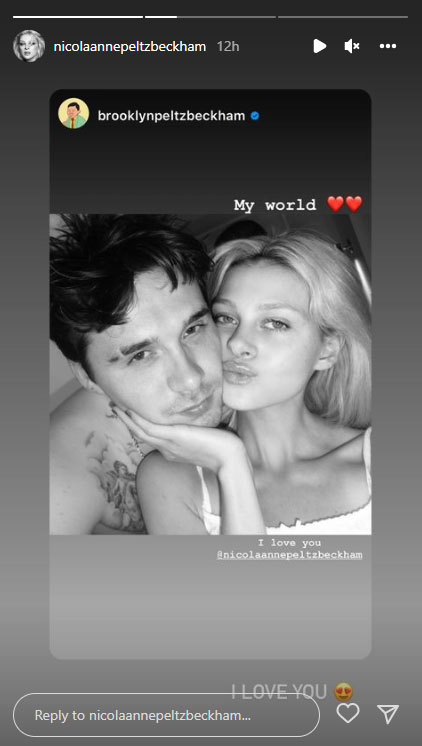 Brooklyn Beckham drops a loved-up snap with wife Nicola Peltz: ‘My world’