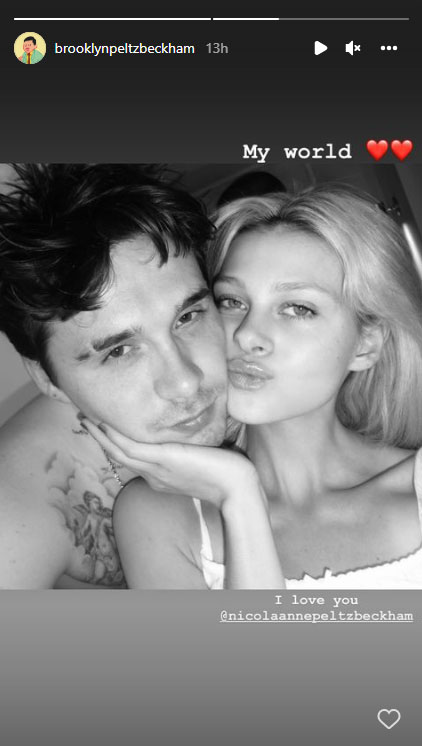 Brooklyn Beckham drops a loved-up snap with wife Nicola Peltz: ‘My world’