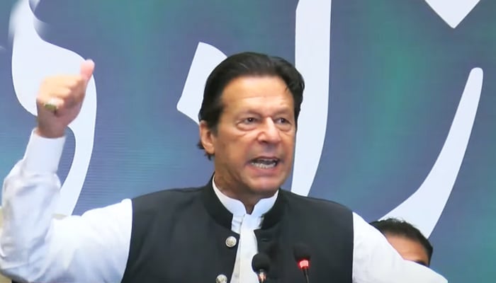 Former prime minister and PTI Chairman Imran Khan. — Screengrab via YouTube/ Hum News Live