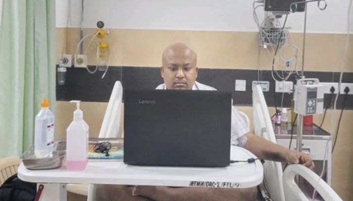 Arsh nandan Prasad, a cancer patient, gives job interview at hospital. — LinkedIn