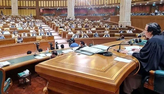 Punjab Assembly session being chaired by speaker Parvez Elahi. — The News/File