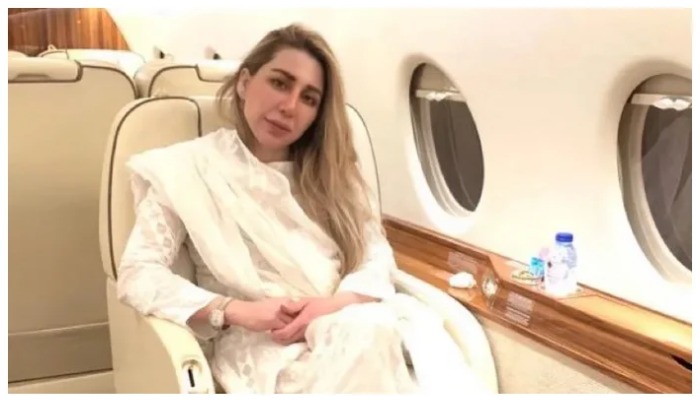 Farah Khan, a friend of former first lady Bushra Bibi, poses while sitting in a jet. — Instagram