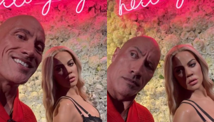 Khloe Kardashian had an epic reaction to Dwayne ‘The Rock’ Johnson fawning over her wax figure!