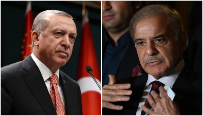 Turkish President Recep Tayyip Erdoğan (L) andPrime Minister Shehbaz Sharif. — AFP/File