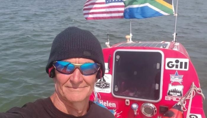 61-year-old Peter Harley ready to row solo from the US to France.—CNN