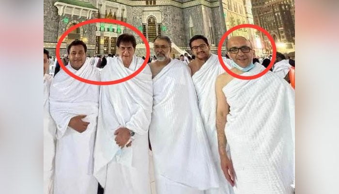 PTI Chairman Imran Khan’s close friends Sahibzada Jahangir, Aneel Musarrat and PTI UK President Rana Abdul Sattar circled in this picture during their visit to Saudi Arabia. — Reporter