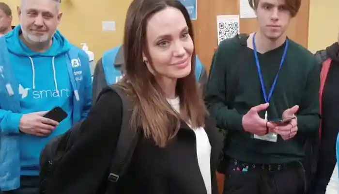Video: Angelina Jolie evacuates Lviv, Ukraine under air raid sirens