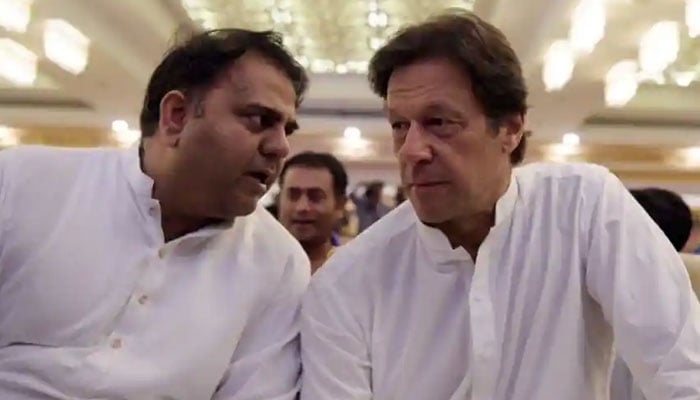 Police have registered a case against 150 people, includingformer information minister Fawad Chaudhry, (L) and ex-PM Imran Khan. Photo: AFP/file