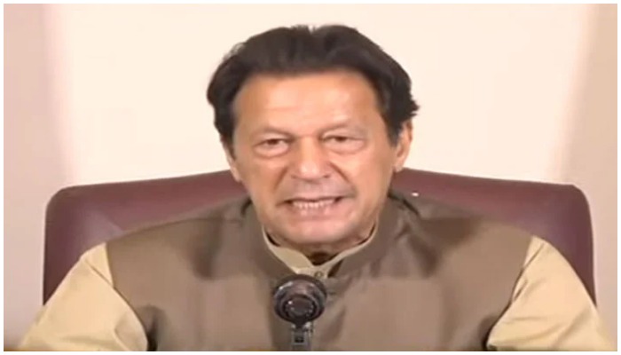PTI Chairman Imran Khan addressing a press conference on Sunday, May 1, 2022: Photo: Screengrab/ Geo News
