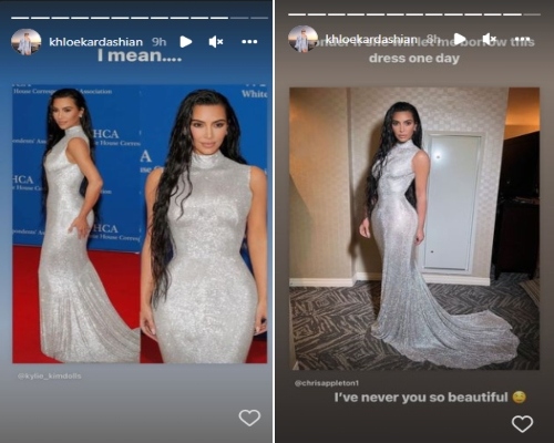Khloé Kardashian gushes over Kim Kardashians red carpet look at WH dinner