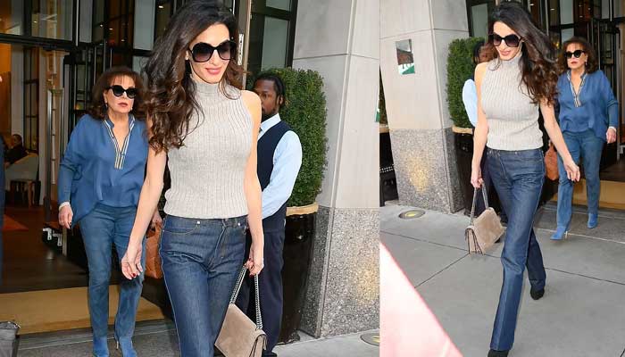 Amal Clooney stuns onlookers as she puts on a stylish display in knitted vest and flared jeans