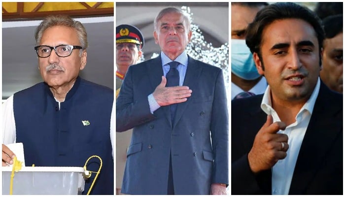 (Left to Right) President Arif Alvi, Prime Minister Shehbaz Sharif, and Foreign Minister Bilawal Bhutto-Zardari. — Reuters/File