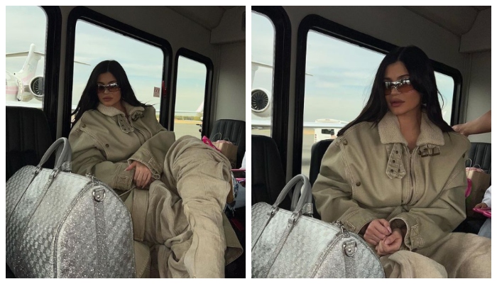 Kylie Jenner looks drop-dead gorgeous in oversized denim coat as she jets off to NewYork