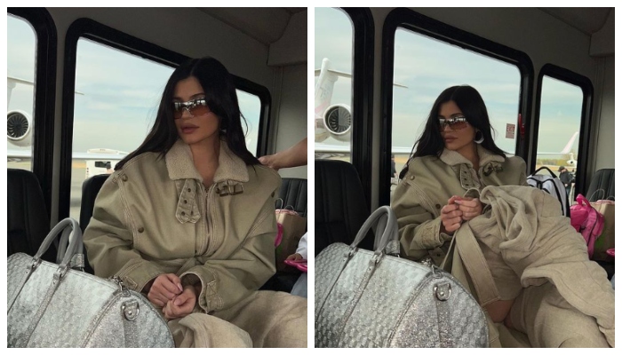 Kylie Jenner looks drop-dead gorgeous in oversized denim coat as she jets off to NewYork