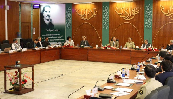 Planning Minister Ahsan Iqbal chairs chairing a meeting to review the security progress on CPEC projects— Twitter/Ministry of Planning