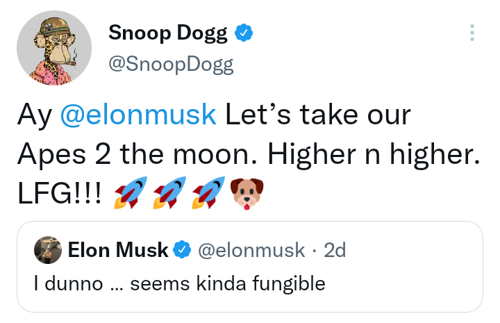 Snoop Dogg reacts to Elon Musks tweet
