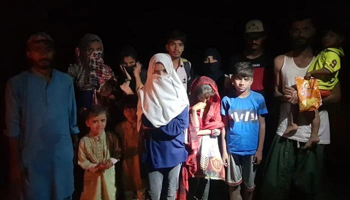Police rescue 11 family members that had gone missing for several hours on its way toKund Malir Beach. — Tariq Abul Hasan