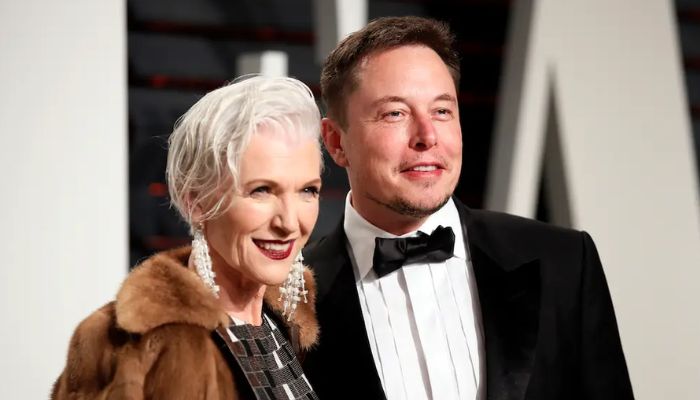 Maye Musk (left) with Elon Musk (right) at the Oscars Vanity Fair party, February 27, 2017.—Reuters