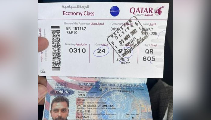 A picture of the passengers passport and boarding pass.— Geo News