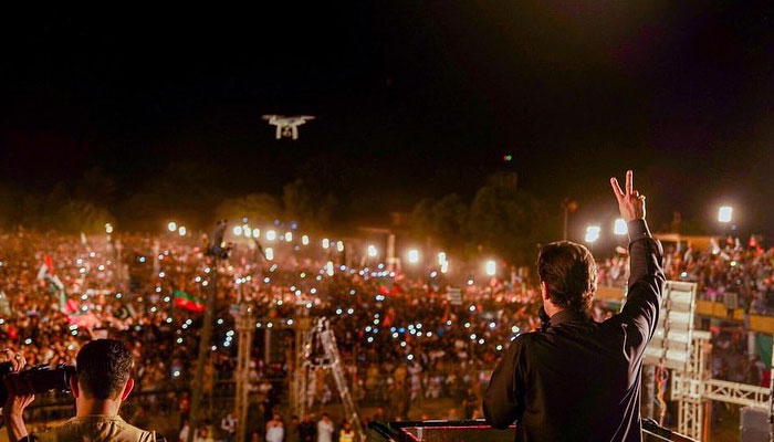 PTI Chairman and former prime minister Imran Khan addressing a public gathering in Attock on May 12, 2022.. — Instagram/@imrankhan.pti