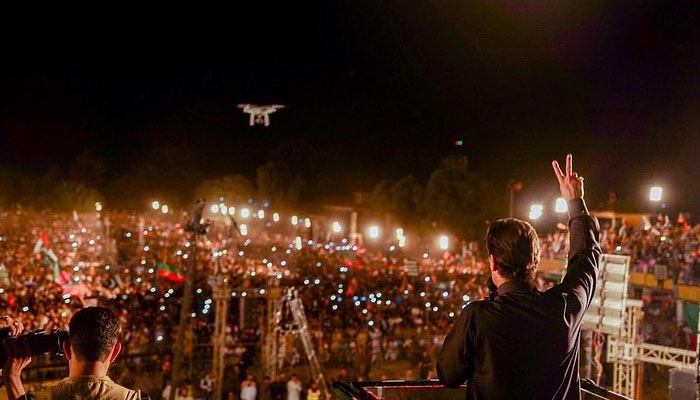 PTI Chairman and former prime minister Imran Khan addressing a public gathering in Attock on May 12, 2022.. — Instagram/imrankhan.pti