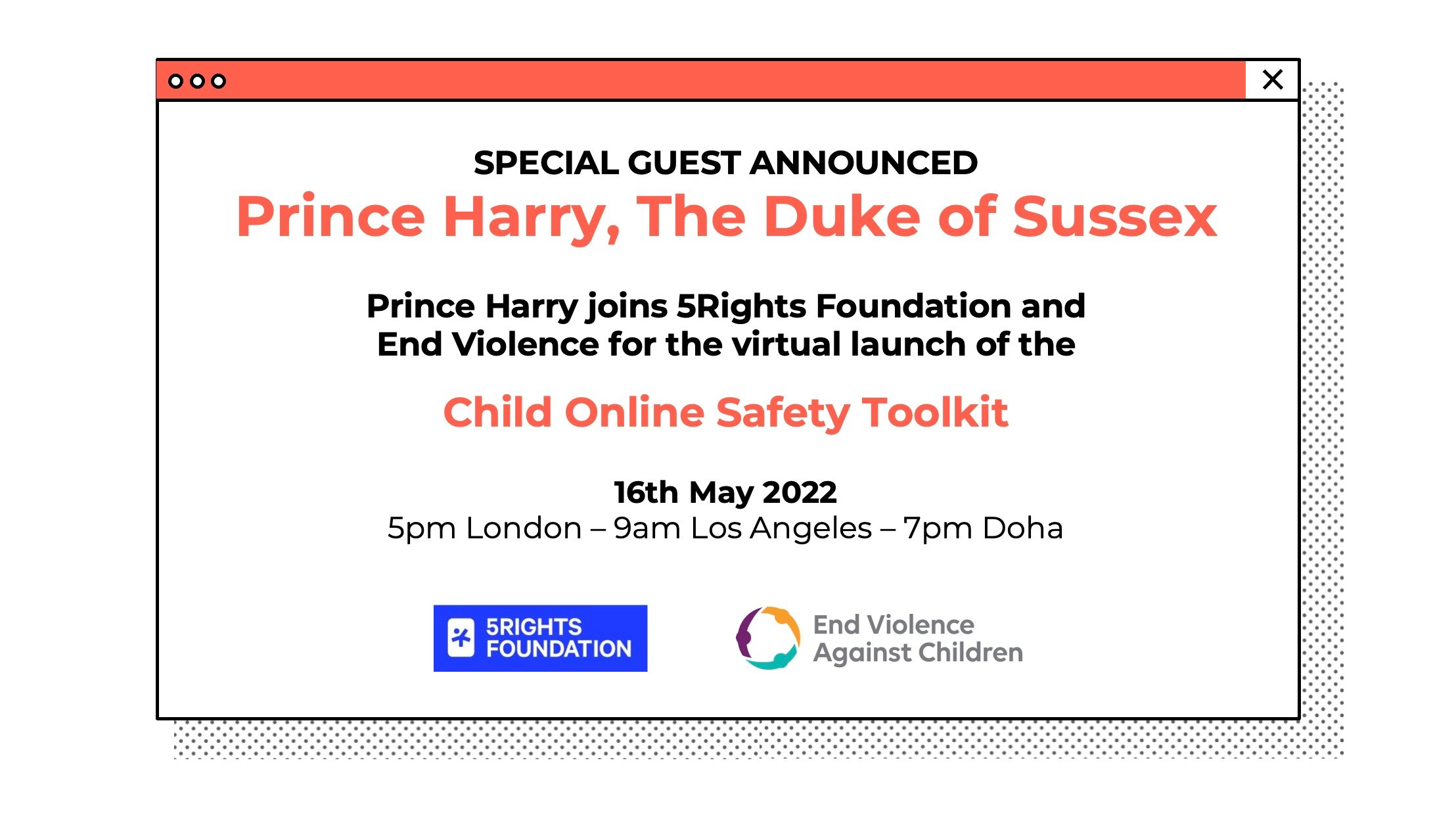 Prince Harry to attend launch of Child Online Safety Toolkit