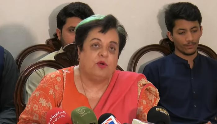 Senior PTI leader and former federal minister Shireen Mazari addressing a press conference in Islamabad, on May 13, 2022. — YouTube/HumNewsLive