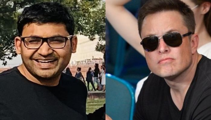 (left to right) Parag Agarwal, Elon Musk.—Twitter