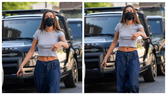 Hailey Bieber drops jaws as she flaunts her toned abs